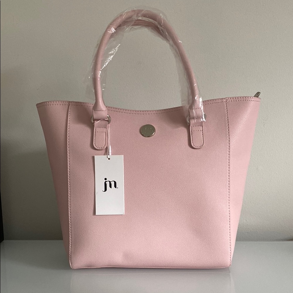 Jessica Moore - Light Pink Medium Sized Tote Bag With Zipper Closure